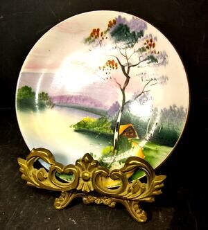 1841.  Four Inch Plate Japanese Hand Painted Plate Trinket Tray Decor